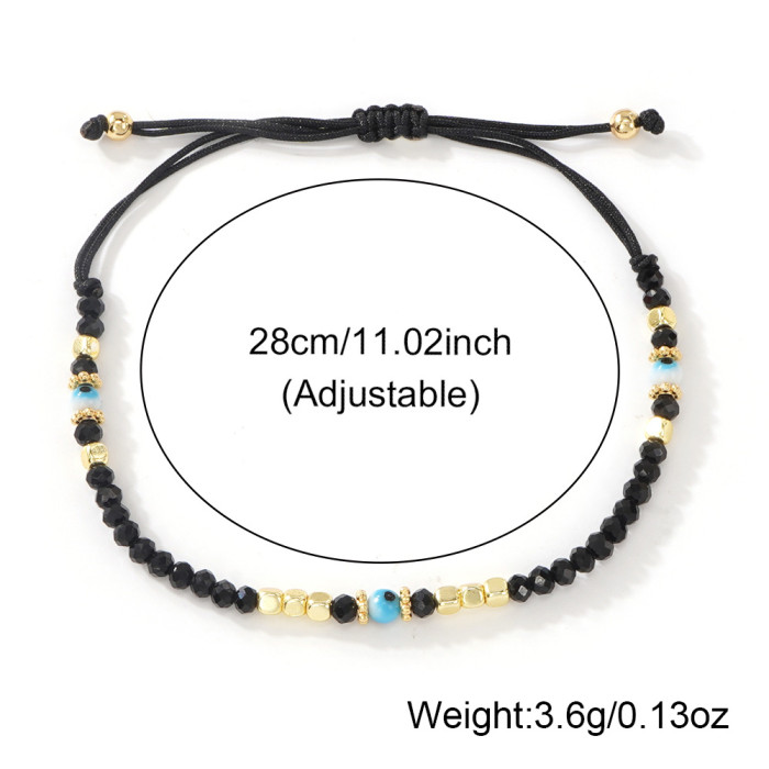 Devil's Eye Couple Bracelet Black and White Crystal Woven Beaded Versatile Bracelet 2-Piece Set