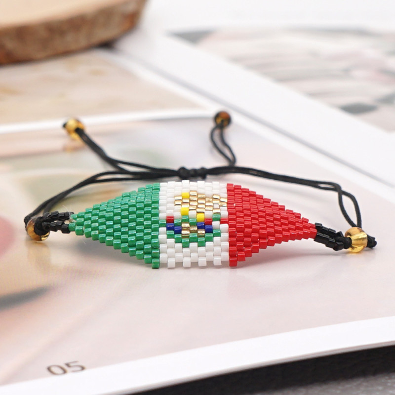 New Geometric Weaving Miyuki Bracelet Bohemian Ethnic Style Bracelet for Women Cross-Border Tassel Bracelet Antique Beads