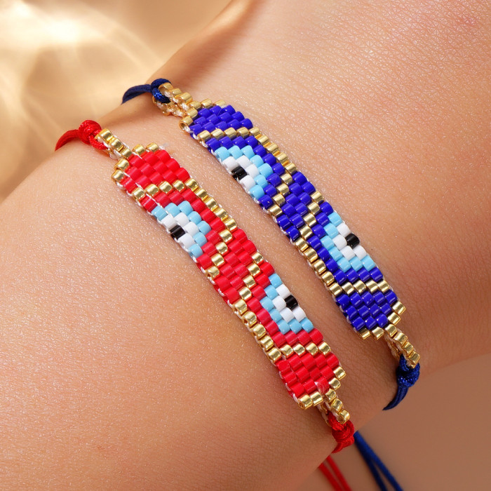 Cross-Border New Fashion Simple Personality Rhombus Miyuki Antique Beads Rainbow Fresh Sweet Handmade Woven Bracelet