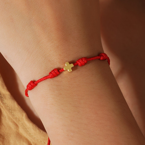 Cross-Border Copper Bead Peruvian Knot Copper Cross Bracelet Handmade Adjustable Red Good Luck Bracelet Unisex Jewelry