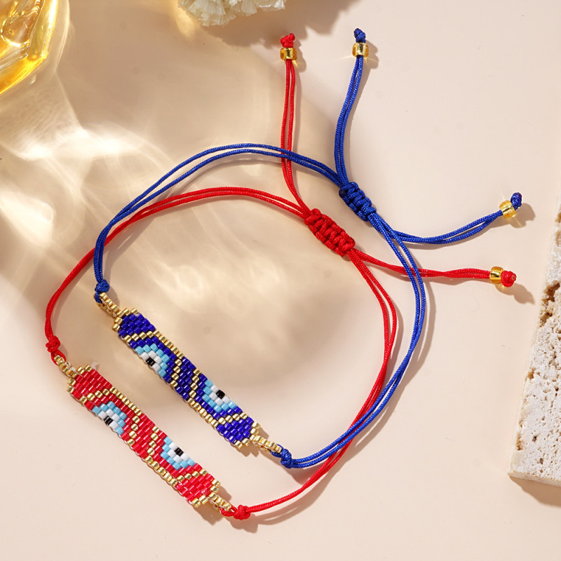 Cross-Border New Fashion Simple Personality Rhombus Miyuki Antique Beads Rainbow Fresh Sweet Handmade Woven Bracelet