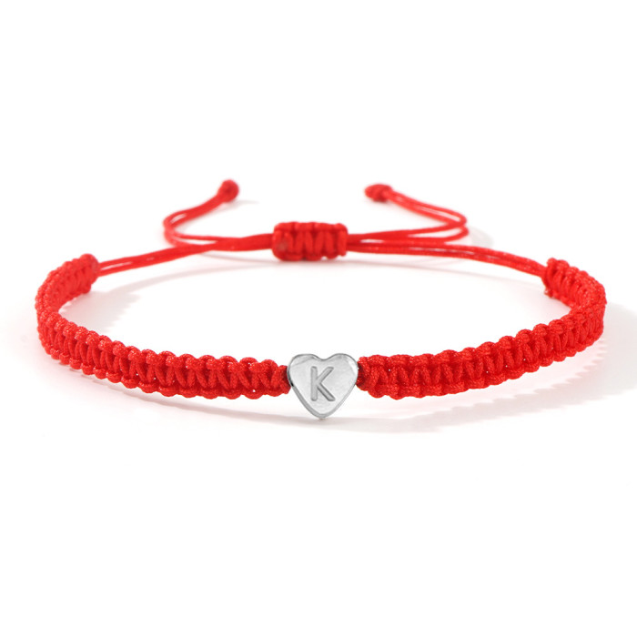 Nylon Rope Woven Heart Letter Bracelet for Friends, Besties, Couples, Commemorative Bracelet, Zodiac Year, Men and Women Red Rope Bracelet