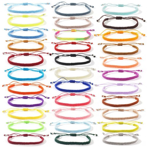 Cross-Border Hot-Selling Solid Color Hand-Woven Bracelet Fashionable Versatile Adjustable Bracelet for Men and Women Gift Choice Wholesale