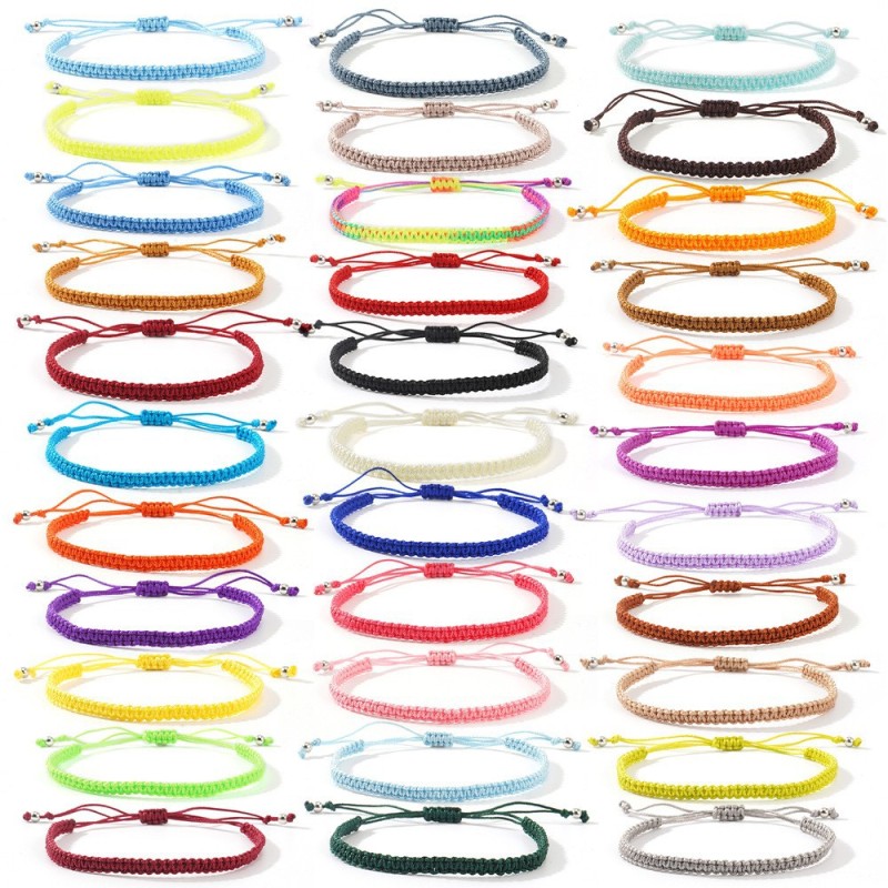 Cross-Border Hot-Selling Solid Color Hand-Woven Bracelet Fashionable Versatile Adjustable Bracelet for Men and Women Gift Choice Wholesale