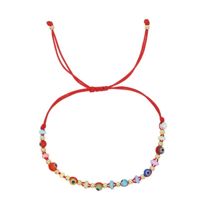 2025 Zodiac Year Lucky Red String Bracelet Stackable DIY Handmade Woven Beaded Bracelet Eye Bead Couple Bracelet