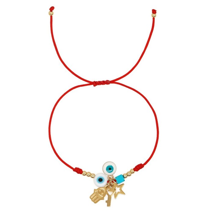 2025 Zodiac Year Lucky Red String Bracelet Stackable DIY Handmade Woven Beaded Bracelet Eye Bead Couple Bracelet