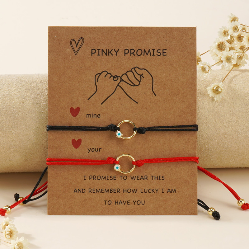 Trendy Woven Bracelet Red Rope Black Rope Adjustable  Pinky Promise  Evil Eye Couple