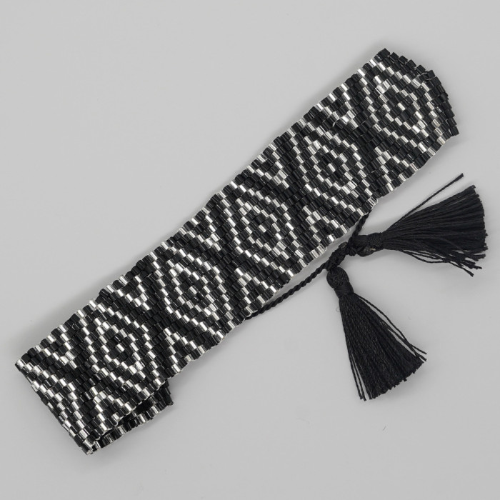 Creative Ethnic Style Tassel Bracelet European and American Street Retro Diamond Embroidery Pattern Handwoven Festival Bracelet