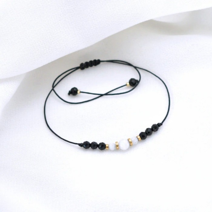 Cross-Border Hot Selling Natural Stone Beaded Bracelet Handmade Adjustable Bracelet Niche Design Couple Jewelry Wholesale
