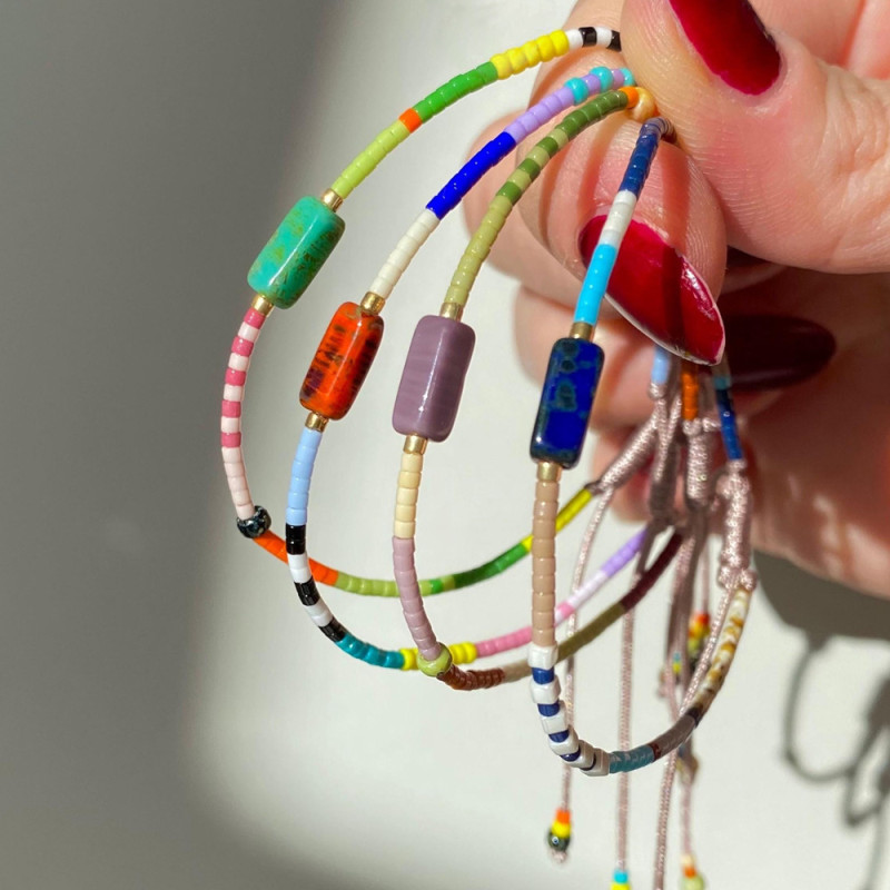 Miyuki Small Bracelet Simple Bohemian Style Colorful Friendship Bracelet Natural Stone Beads Hot Item