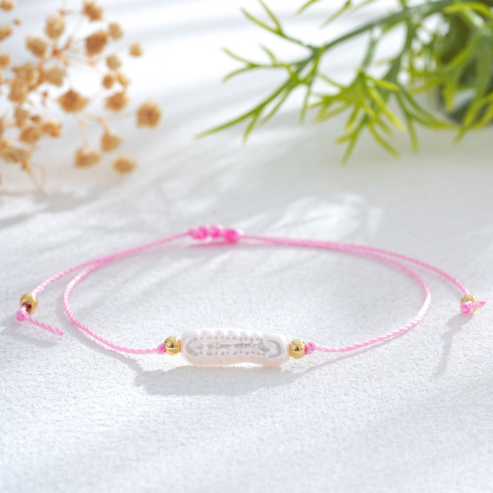 Blue Line Woven Long Pipa Imitation Pearl Bracelet White Bead Decoration Whitening Style Niche Design Sense Hand Jewelry