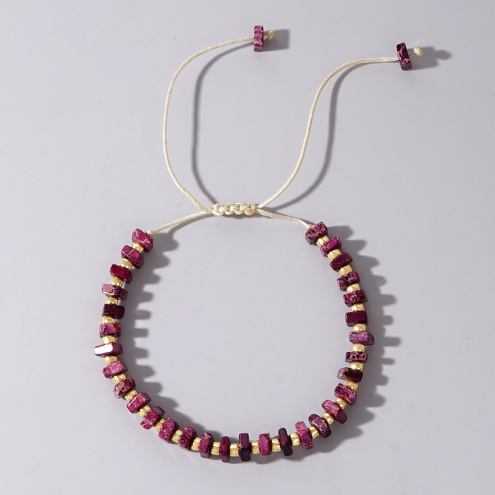 European and American INS New Simple Fashion Retro Gold Beads Colorful Emperor Stone Semi-Precious Stone Bracelet Couple Gift