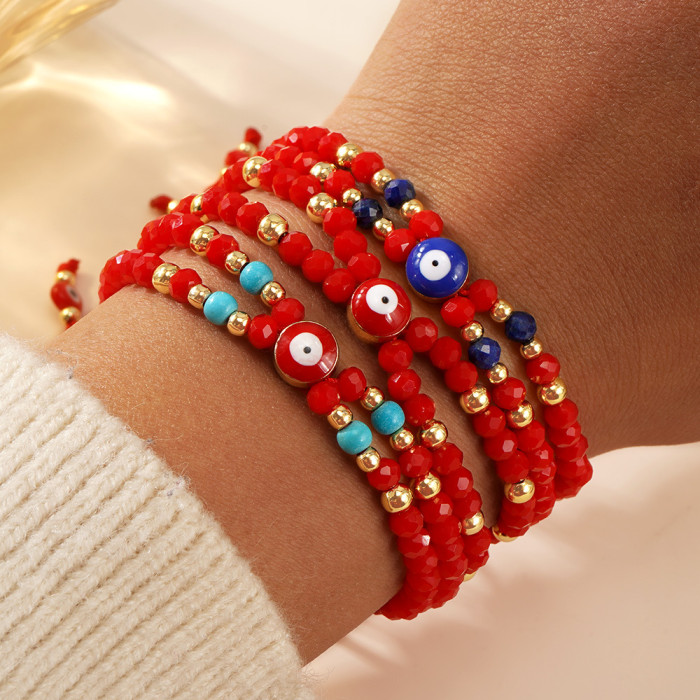 Hand-woven Crystal Gemstone Red String Bracelet Evil Eye Accessory Exquisite Trendy Unisex High-end Feel