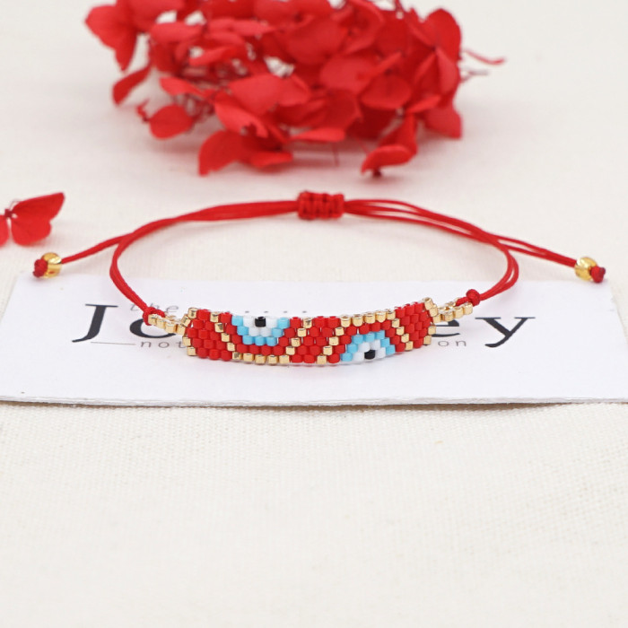 Cross-Border New Fashion Simple Personality Rhombus Miyuki Antique Beads Rainbow Fresh Sweet Handmade Woven Bracelet