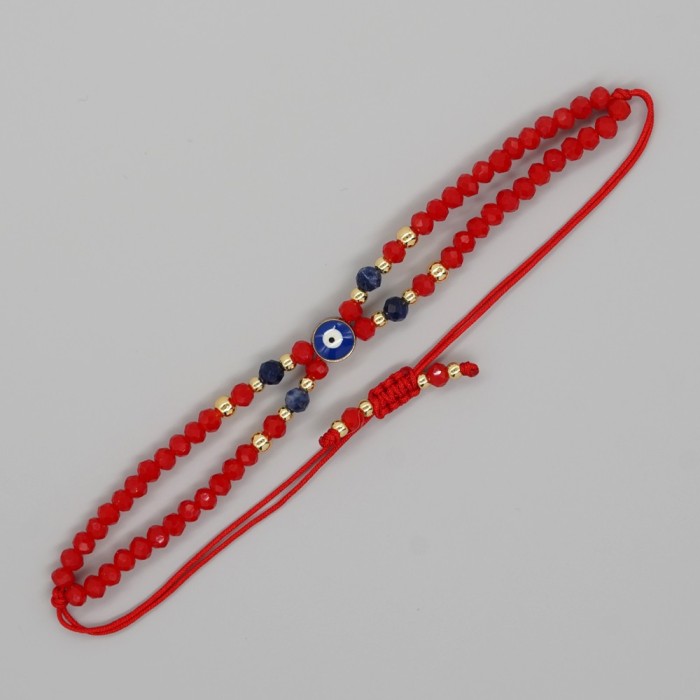 2025 Zodiac Year Lucky Red String Bracelet Stackable DIY Handmade Woven Beaded Bracelet Eye Bead Couple Bracelet