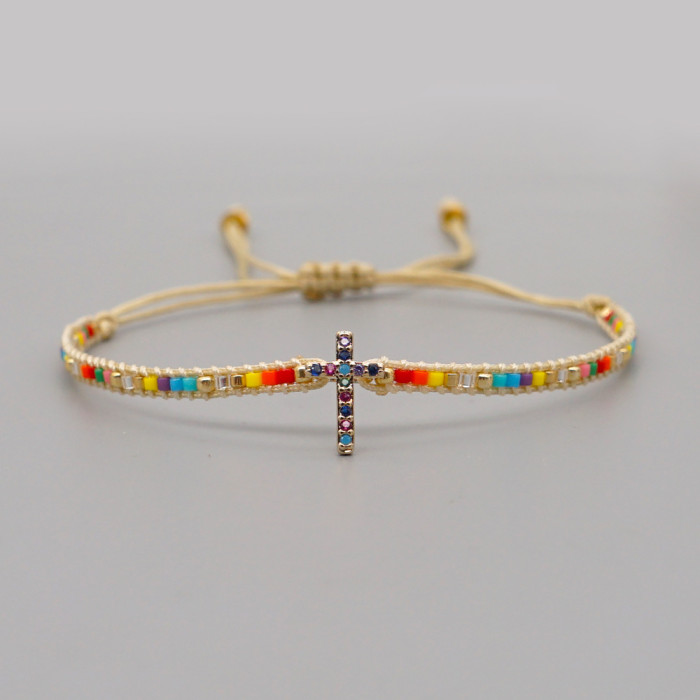 Brilliant Hip-Hop Style Colorful Gemstone Bracelet Micro-Inlaid Rainbow Zirconia Sparkling Diamond Clasp Bracelet Gold Australian Factory Direct Sale Jewelry