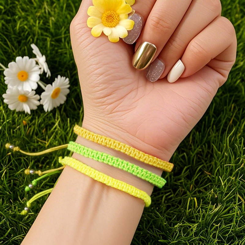 Dopamine Style Nylon Rope Bracelet Three-Piece Set Summer Fresh Multi-Color Optional Woven Jewelry Couple Gift