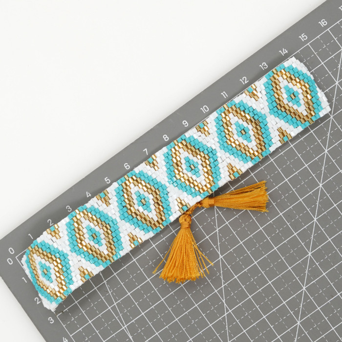 Creative Ethnic Style Tassel Bracelet European and American Street Retro Diamond Embroidery Pattern Handwoven Festival Bracelet