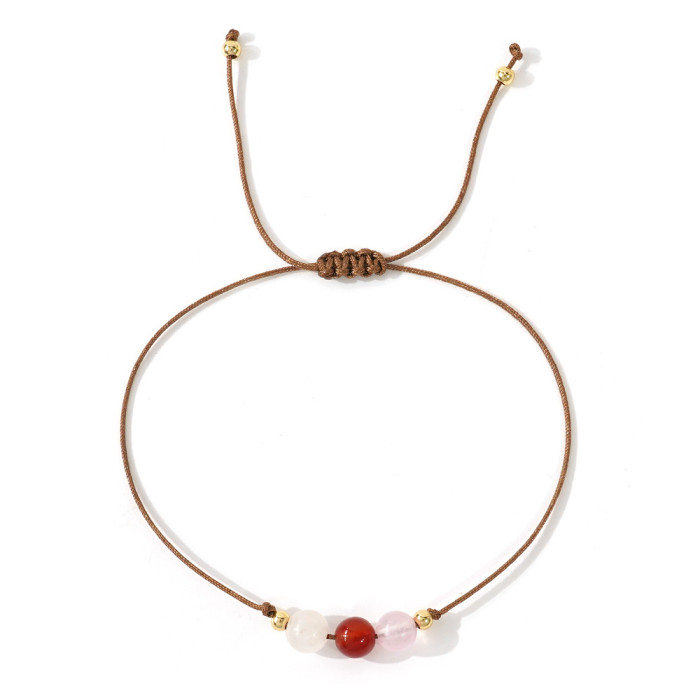 Forest Style Natural Stone Bracelet Personalized Design Handmade Adjustable Color Block Stone Bracelet for Women Ins Style Wristband