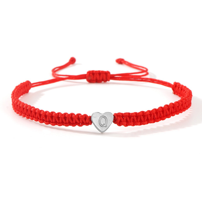 Nylon Rope Woven Heart Letter Bracelet for Friends, Besties, Couples, Commemorative Bracelet, Zodiac Year, Men and Women Red Rope Bracelet