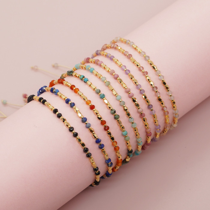 Natural Stone Beaded Bracelet New Chinese Style Niche Original Design European and American Light Luxury Style Personality Versatile Hand Jewelry Wholesale