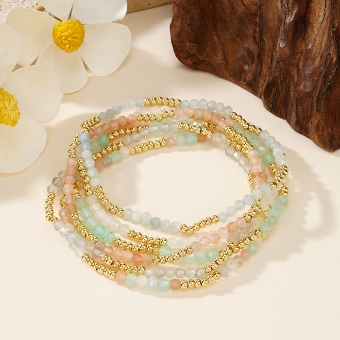 European and American Cross-Border Hot Fashion Personality Bosnian Style Colorful Natural Stone Handmade Beaded Bracelet for Women Wholesale