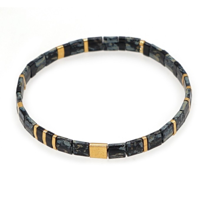 Bohemian Retro Ethnic Style Beaded Bracelet Fashion Simple Multi-layer Stacked Tila Bead Bracelet Elastic Bracelet