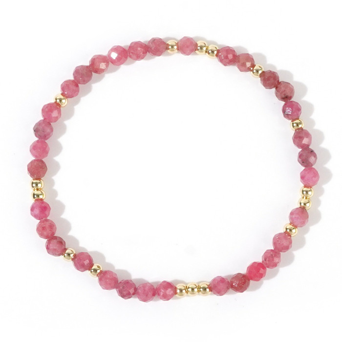 European and American Hot Selling Faceted Natural Stone Bracelet Niche Minimalist Style Crystal Beaded Bracelet Solid Color Elegant Elastic Bracelet