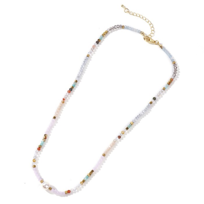 Cross-Border Hot Selling Ins Popular Simple Fashion Summer Beach Style Spacer Beads Colorful Abacus Beads Semi-Precious Stone Necklace