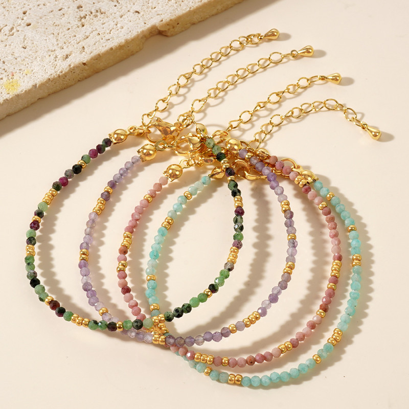 Cross-Border Hot-Selling New Bohemian Style Colorful Natural Stone Bracelet Women's Fashion Light Luxury Versatile