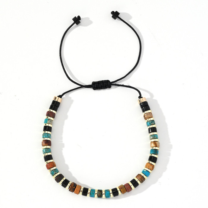 European and American Cross-Border Hot Sale 2025 Summer Iron Gall Stone Spacer Semi-Precious Stone Bracelet for Men and Women Couples Birthday Gift