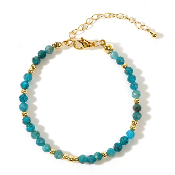 European and American Hot-Selling Natural Semi-Precious Stone Faceted Mixed Color Beaded Bracelet Niche High-End Jewelry Factory Direct Supply