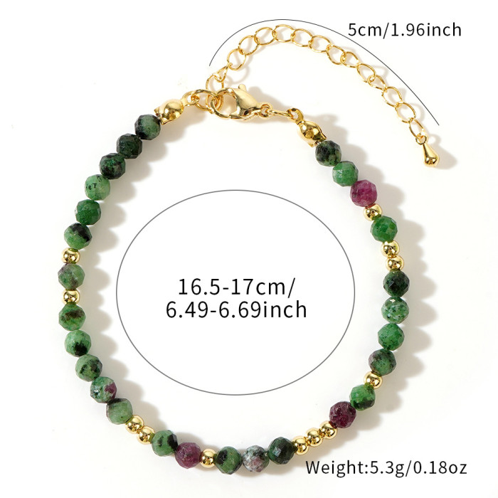 European and American Hot-Selling Natural Semi-Precious Stone Faceted Mixed Color Beaded Bracelet Niche High-End Jewelry Factory Direct Supply