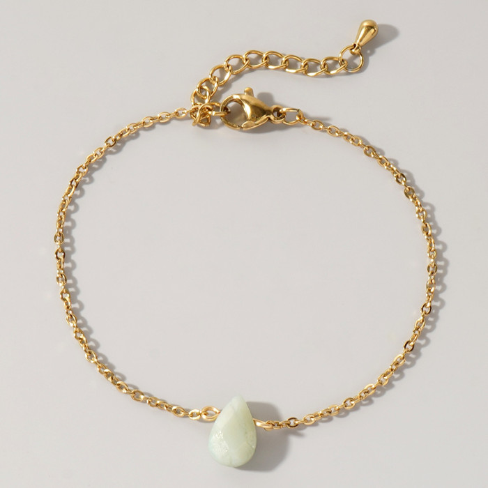 Dopamine Niche Collarbone Chain Zou Song Water Drop Shape Semi-Precious Stone Stainless Steel O-Chain Women's Bracelet Exquisite