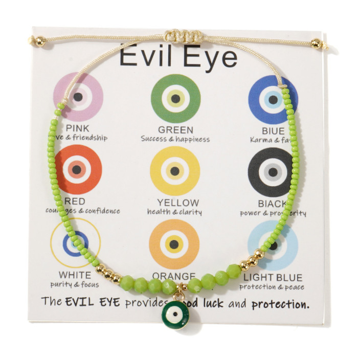 Dopamine Glass Eye Bracelet Summer Beach Vacation Style Beaded Jewelry Card Decoration Fashion Simple Bracelet