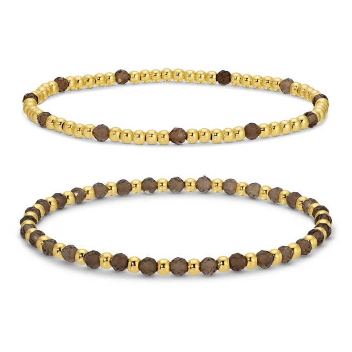 Natural Stone Beaded Bracelet for Women, Light Luxury Vintage Layered Set, 2025 New Ins Niche Design Versatile Bracelet