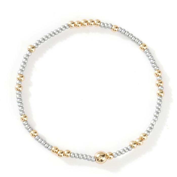 Fashion Girls Gold Beaded Stackable Friendship Bracelet Set Handmade Beaded Bracelet High-End Feel