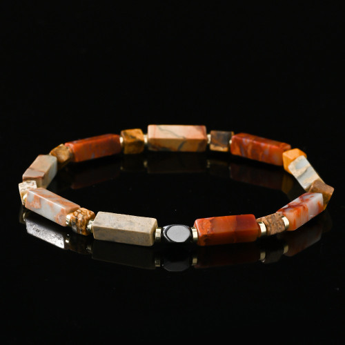 Cross-Border Hot-Selling Vintage Bohemian Style Natural Stone Spacer Semi-Precious Stone Men's Beaded Bracelet Artistic Retro