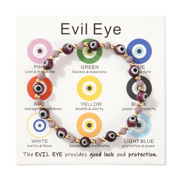 Crystal Bead Bracelet Small Gold Beads Red Evil Eye Design Trendy Must-Have Bracelet Light Luxury High-End Feel