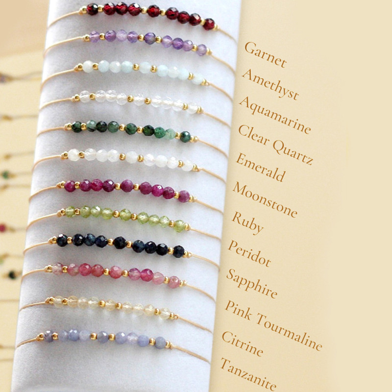 European and American Style Birthstone Beaded Bracelet Copper Beads Handmade Woven Bracelet for Women Gift for Girlfriend or Son