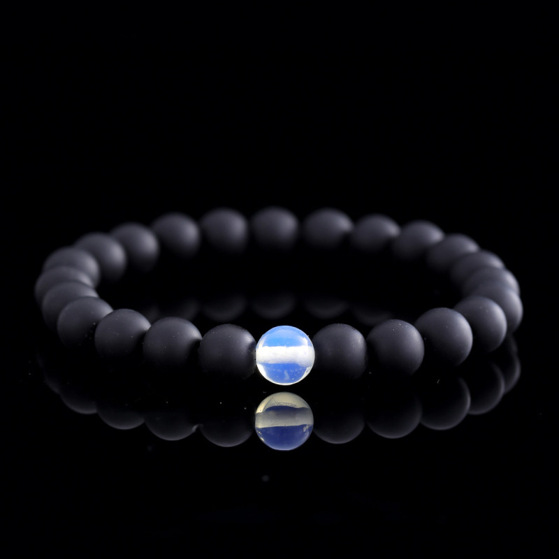 Cross-Border New Natural Stone Bracelet Men's Classic 8MM Tiger Eye Matte Bead Obsidian Bracelet