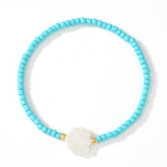Original Design Blue Glass Crystal TOHO8 Bracelet Niche Quirky Shell Scallop Pearl White Bracelet