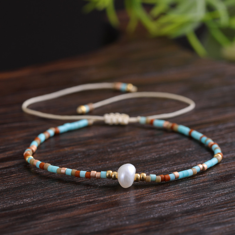 Foreign Trade Wholesale Macaron Color Pearl Bracelet for Women Fashionable Commuting Simple Non-irritating Wear Internet Celebrity Same Style Thin Bracelet