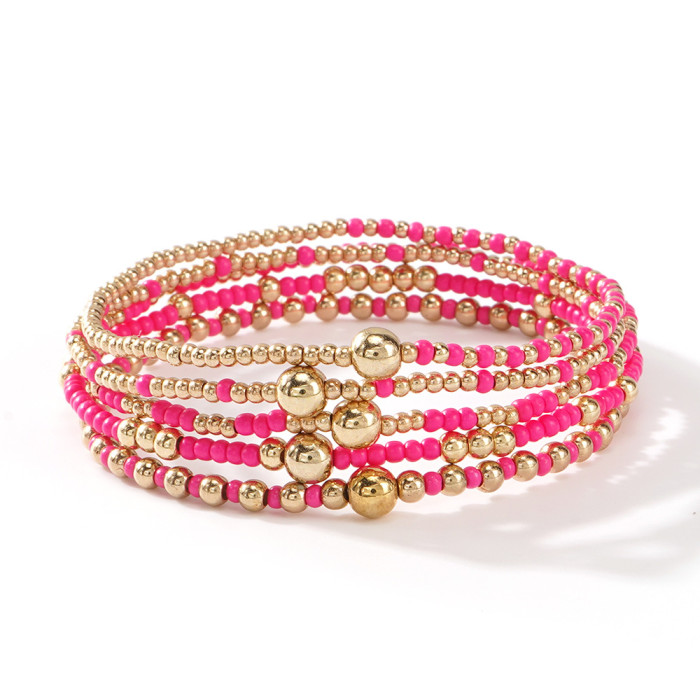 Fashion Girls Gold Beaded Stackable Friendship Bracelet Set Handmade Beaded Bracelet High-End Feel