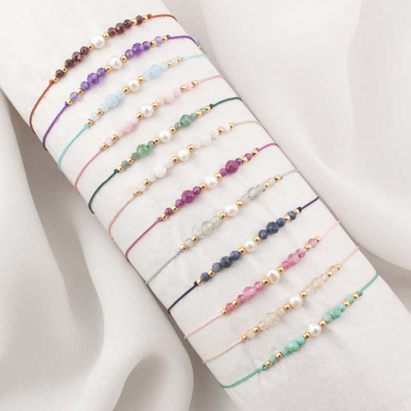 European and American Cross-Border Hot-Selling Monthly Birthday Natural Stone Mixed Freshwater Pearl Copper Bead Handmade Beaded Bracelet for Women