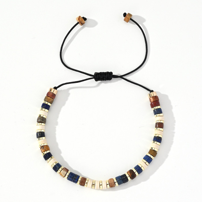 European and American Cross-Border Hot Sale 2025 Summer Iron Gall Stone Spacer Semi-Precious Stone Bracelet for Men and Women Couples Birthday Gift