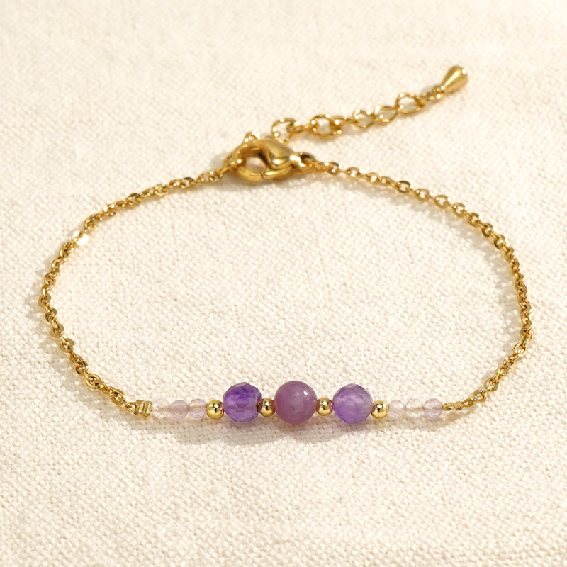 Cross-Border Hot-Selling Bohemian Bracelet Niche High-End Copper Bead O-Chain Semi-Precious Stone Bracelet Jewelry Wholesale