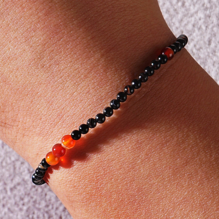 Natural Agate Tiger Eye Stone Tourmaline Garnet Lapis Lazuli Moonstone Bracelet for Men and Women Ins Single Circle Forest