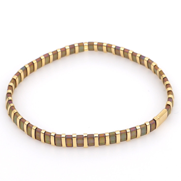 Bohemian Retro Ethnic Style Beaded Bracelet Fashion Simple Multi-layer Stacked Tila Bead Bracelet Elastic Bracelet