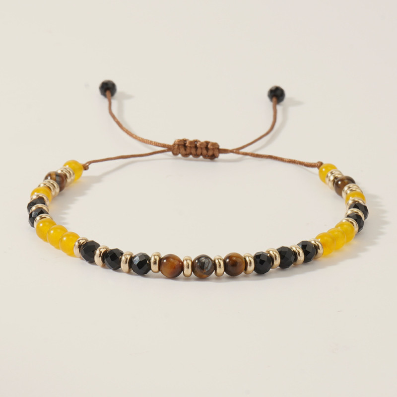 Glossy Faceted Natural Stone Bracelet with Gold Spacer Strawberry Crystal Decoration Women's Summer Gift Bracelet Wholesale